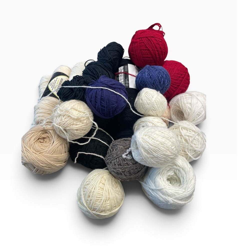 Assorted Yarn Lot Mixed Neutral Colors Acrylic Wool Blend Skeins Balls Bundle